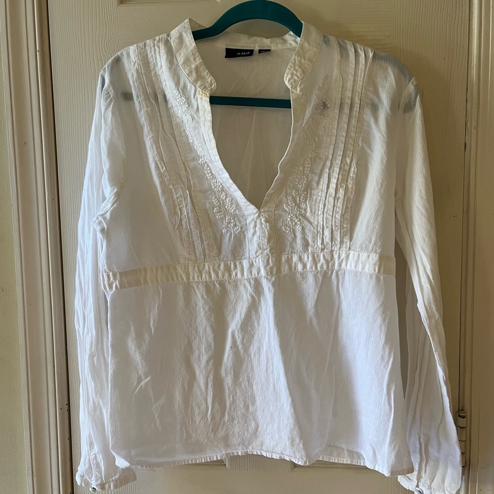 Bundle of 2 a.n.a. Embroidery Tops.  100% Cotton. One Black and one White.